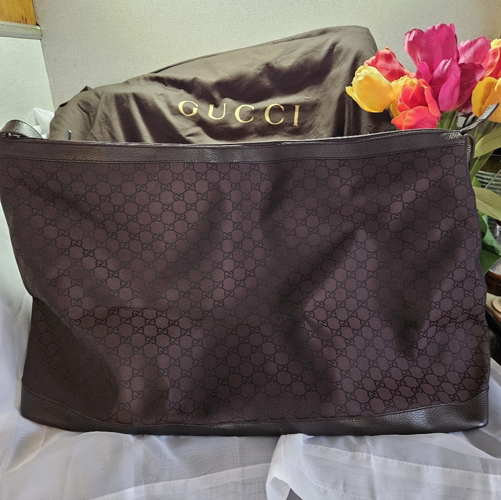 Gucci Brown Monogram Weekender or Travel Bag